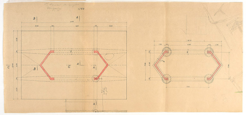 Cahier de coffrage et armature de la structure de la pile, André Maisonnier, s.d. © Région Bourgogne-Franche-Comté, Inventaire du patrimoine