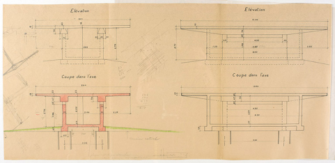 Cahier de coffrage et armature de la structure de la pile et du plancher du premier étage, s.d. © Région Bourgogne-Franche-Comté, Inventaire du patrimoine