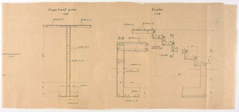 Cahier de coffrage et armature de la structure de l'escalier, s.d. © Région Bourgogne-Franche-Comté, Inventaire du patrimoine
