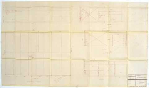 Plan de la charpente métallique avec annotations de l'entreprise Waltefaugle, André Maisonnier, 1er septembre 1966. © Région Bourgogne-Franche-Comté, Inventaire du patrimoine