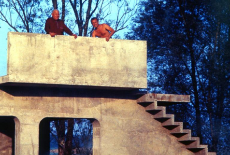 Vue de l'escalier lors du chantier, photographie ancienne, ca.1965, Archives privées. © Région Bourgogne-Franche-Comté, Inventaire du patrimoine