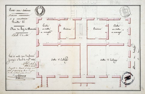 Plan du rez-de-chaussée (1836). © Région Bourgogne-Franche-Comté, Inventaire du patrimoine