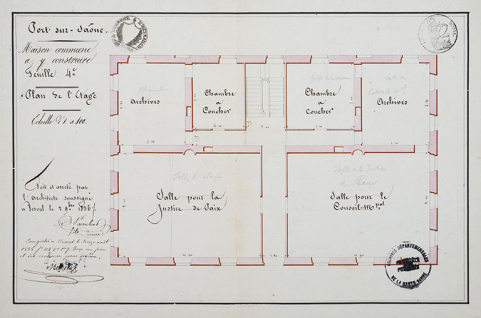 Plan de l'étage (1836). © Région Bourgogne-Franche-Comté, Inventaire du patrimoine