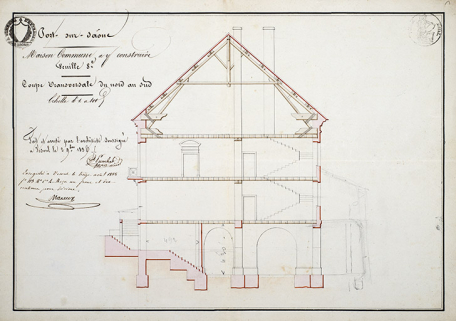 Coupe transversale du nord au sud (1836). © Région Bourgogne-Franche-Comté, Inventaire du patrimoine