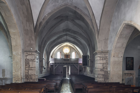 Vue intérieure depuis le choeur. © Région Bourgogne-Franche-Comté, Inventaire du patrimoine