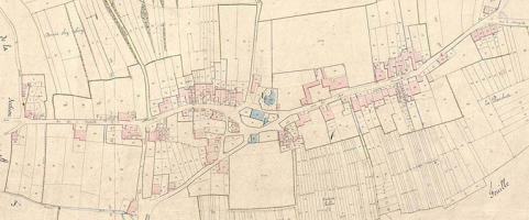 Extrait du cadastre napoléonien levé en 1822 : section C dite du village.  © Archives départementales de la Haute-Saône