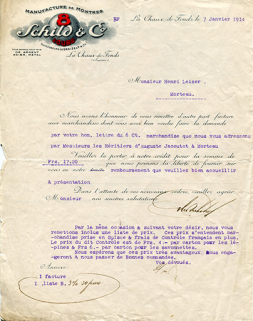 Papier à en-tête de la société Schild & Co, 7 janvier 1914. © Région Bourgogne-Franche-Comté, Inventaire du patrimoine