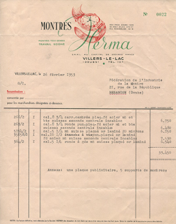 Papier à en-tête de la société Herma, 26 février 1953. © Région Bourgogne-Franche-Comté, Inventaire du patrimoine Papier à en-tête de la société Herma, 26 février 1953. © Région Bourgogne-Franche-Comté, Inventaire du patrimoine