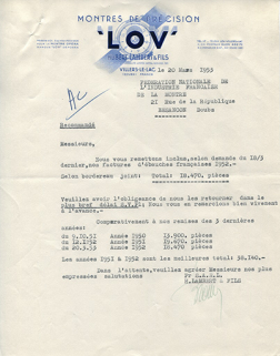 Papier à en-tête de la société Hubert Lambert et Fils, 20 mars 1953. © Région Bourgogne-Franche-Comté, Inventaire du patrimoine Papier à en-tête de la société Hubert Lambert et Fils, 20 mars 1953. © Région Bourgogne-Franche-Comté, Inventaire du patrimoine
