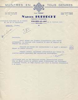 Papier à en-tête de la société Ruprecht, 25 octobre 1955. © Région Bourgogne-Franche-Comté, Inventaire du patrimoine Papier à en-tête de la société Ruprecht, 25 octobre 1955. © Région Bourgogne-Franche-Comté, Inventaire du patrimoine