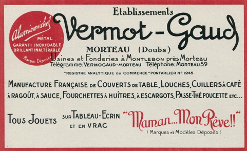 [Carte publicitaire des Ets Vermot-Gaud], s.d. [milieu 20e siècle]. © Région Bourgogne-Franche-Comté, Inventaire du patrimoine