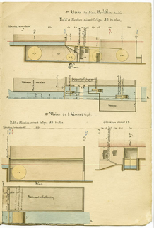 Commune de Grand'Combe. Règlement d'eau des usines [...] Dessins de détails [usines Bobillier et Vermot], 21 juin 1876. © Région Bourgogne-Franche-Comté, Inventaire du patrimoine