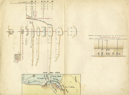 Commune de Montlebon. Règlement d’eau de l’usine projetée par le Sr Jacoutot (Arsène). Plan, profils en longs et en travers, 1863. © Région Bourgogne-Franche-Comté, Inventaire du patrimoine Commune de Montlebon. Règlement d’eau de l’usine projetée par le Sr Jacoutot (Arsène). Plan, profils en longs et en travers, 1863. © Région Bourgogne-Franche-Comté, Inventaire du patrimoine