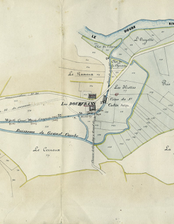 Commune de Grand'Combe. Règlement d'eau des usines [...] Plan parcellaire [détail de la partie droite : Colin], 21 juin 1876. © Région Bourgogne-Franche-Comté, Inventaire du patrimoine