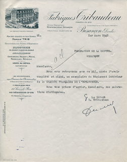 Papier à en-tête, 1948. © Région Bourgogne-Franche-Comté, Inventaire du patrimoine Papier à en-tête, 1948. © Région Bourgogne-Franche-Comté, Inventaire du patrimoine