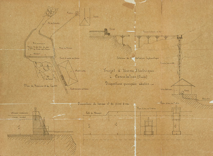 Projet d'usine électrique à Consolation (Doubs), s.d. [1895]. © Région Bourgogne-Franche-Comté, Inventaire du patrimoine
