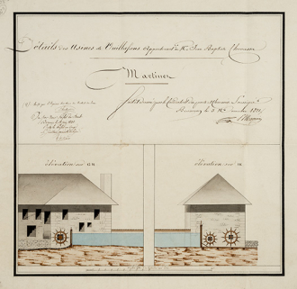 Détail des usines de Vuillafans appartenant à M. Jean Baptiste Chevassu. Martinet, 1821. © Région Bourgogne-Franche-Comté, Inventaire du patrimoine Détail des usines de Vuillafans appartenant à M. Jean Baptiste Chevassu. Martinet, 1821. © Région Bourgogne-Franche-Comté, Inventaire du patrimoine