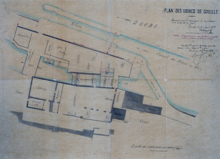 Plan des usines de Gouille, 1872. © Région Bourgogne-Franche-Comté, Inventaire du patrimoine