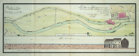 Plan et profil relatifs à la demande en autorisation d'usine formée par le Sr Joseph Bobillier, propriétaire à la Grand'Combe, 15 juillet 1822. © Région Bourgogne-Franche-Comté, Inventaire du patrimoine Plan et profil relatifs à la demande en autorisation d'usine formée par le Sr Joseph Bobillier, propriétaire à la Grand'Combe, 15 juillet 1822. © Région Bourgogne-Franche-Comté, Inventaire du patrimoine