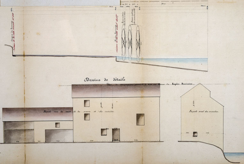 Règlement d'eau de l'usine des héritiers Chasey. Dessins de détail, 1863. © Région Bourgogne-Franche-Comté, Inventaire du patrimoine