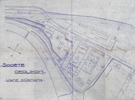 Plan de l'usine d'Ornans, tirage, 1939. © Région Bourgogne-Franche-Comté, Inventaire du patrimoine