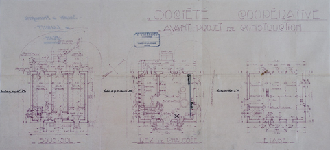Société coopérative. Avant-projet de construction [plans], 1935. © Région Bourgogne-Franche-Comté, Inventaire du patrimoine