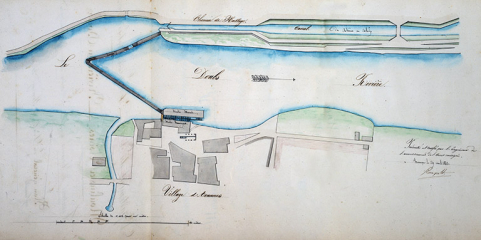 [Plan de situation du moulin], 1843. © Région Bourgogne-Franche-Comté, Inventaire du patrimoine