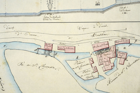 Plan et profils relatifs à la demande en autorisation de moulin [...], 1835. © Région Bourgogne-Franche-Comté, Inventaire du patrimoine