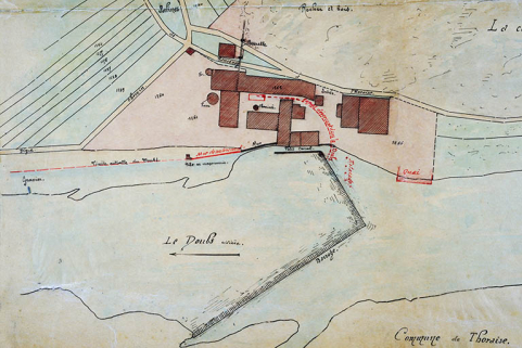 Plan des terrains occupés par la Société anonyme pour le blanchiment des cotons, 1904. © Région Bourgogne-Franche-Comté, Inventaire du patrimoine Plan des terrains occupés par la Société anonyme pour le blanchiment des cotons, 1904. © Région Bourgogne-Franche-Comté, Inventaire du patrimoine