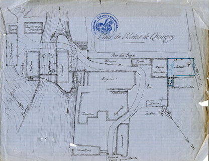 Plan de l'usine de Quingey, 1873. © Région Bourgogne-Franche-Comté, Inventaire du patrimoine Plan de l'usine de Quingey, 1873. © Région Bourgogne-Franche-Comté, Inventaire du patrimoine