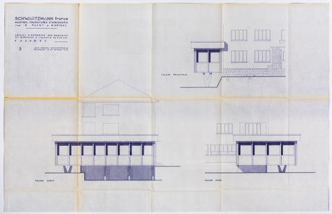 Schwartzmann Frères […] Projet d'extension des magasins et bureaux. 3. Façades, 24 février 1966. © Région Bourgogne-Franche-Comté, Inventaire du patrimoine