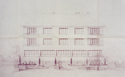 Schwartzmann Frères […] Projet de construction de magasins, bureaux, logements. Façade nord, 1er décembre 1952. © Région Bourgogne-Franche-Comté, Inventaire du patrimoine