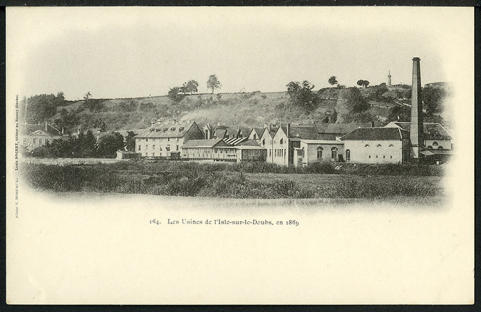 Les usines de l’Isle-sur-le-Doubs, en 1869, carte postale. © Région Bourgogne-Franche-Comté, Inventaire du patrimoine