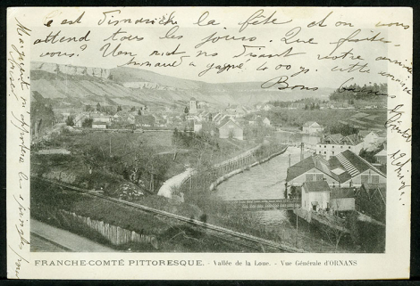 Vallée de la Loue - Vue générale d'Ornans, carte postale, s.d. [fin 19e ou début 20e siècle]. © Région Bourgogne-Franche-Comté, Inventaire du patrimoine