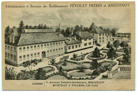 Manufacture d'horlogerie Pétolat Frères et Anguenot, carte postale, s.d. [début 20e siècle]. © Région Bourgogne-Franche-Comté, Inventaire du patrimoine