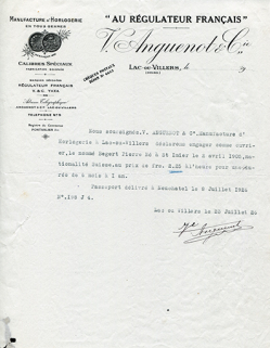 Papier à en-tête de la société V. Anguenot et Cie, 23 juillet 1926. © Région Bourgogne-Franche-Comté, Inventaire du patrimoine Papier à en-tête de la société V. Anguenot et Cie, 23 juillet 1926. © Région Bourgogne-Franche-Comté, Inventaire du patrimoine