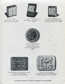 Etablissements Fernand Zahnd. Prix réveils, pendules murales, réveils de voyage [verso], début des années 1950. © Région Bourgogne-Franche-Comté, Inventaire du patrimoine