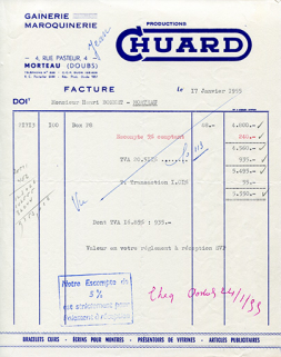 Papier à en-tête de la société Chuard, 17 janvier 1955. © Région Bourgogne-Franche-Comté, Inventaire du patrimoine