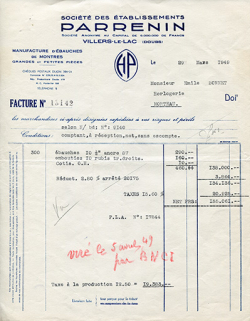 Papier à en-tête de la Société des Ets Parrenin, 29 mars 1949. © Région Bourgogne-Franche-Comté, Inventaire du patrimoine Papier à en-tête de la Société des Ets Parrenin, 29 mars 1949. © Région Bourgogne-Franche-Comté, Inventaire du patrimoine