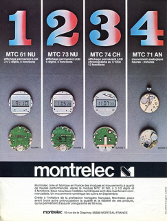 1 2 3 4 [notice publicitaire de présentation de mouvements à quartz Montrelec : recto], entre 1977 et 1980. © Région Bourgogne-Franche-Comté, Inventaire du patrimoine