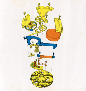 Lip Electronic R 148 [présentation sous forme d'éclaté : côté ponts], années 1960. © Région Bourgogne-Franche-Comté, Inventaire du patrimoine