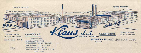 Facture à en-tête de la société Klaus SA (détail), 21 juillet 1944  © Région Bourgogne-Franche-Comté, Inventaire du patrimoine