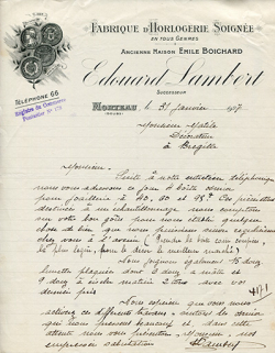 Papier à en-tête d'Edouard Lambert, 31 janvier 1927. © Région Bourgogne-Franche-Comté, Inventaire du patrimoine