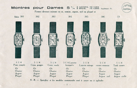 Fabrique d'horlogerie de Morteau (Doubs) J. Simon [catalogue : p. 3], années 1920-1930. © Région Bourgogne-Franche-Comté, Inventaire du patrimoine