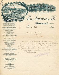 Papier à en-tête des Ets Pierre Frainier et ses Fils, 6 juin 1898. © Région Bourgogne-Franche-Comté, Inventaire du patrimoine