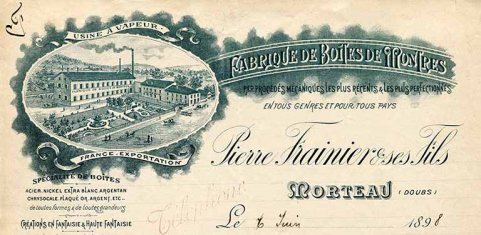 Papier à en-tête des Ets Pierre Frainier et ses Fils [détail], 6 juin 1898. © Région Bourgogne-Franche-Comté, Inventaire du patrimoine
