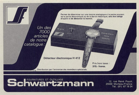 [Exemple d'appareil développé pour la société : détecteur électronique H 412, fabriqué à partir du milieu des années 1980. © Région Bourgogne-Franche-Comté, Inventaire du patrimoine