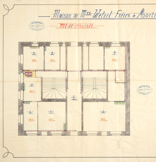 Maison de Mrs Wetzel Frères à Morteau (Doubs). Rez-de-chaussée, avril 1911. © Région Bourgogne-Franche-Comté, Inventaire du patrimoine Maison de Mrs Wetzel Frères à Morteau (Doubs). Rez-de-chaussée, avril 1911. © Région Bourgogne-Franche-Comté, Inventaire du patrimoine