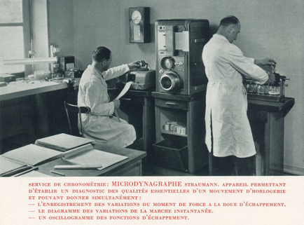 Service de chronométrie. Microdynagraphe (diagnostic des mouvements), 1955. © Région Bourgogne-Franche-Comté, Inventaire du patrimoine