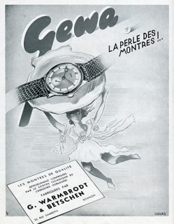 Montres Gewa, publicité, 1947. © Région Bourgogne-Franche-Comté, Inventaire du patrimoine